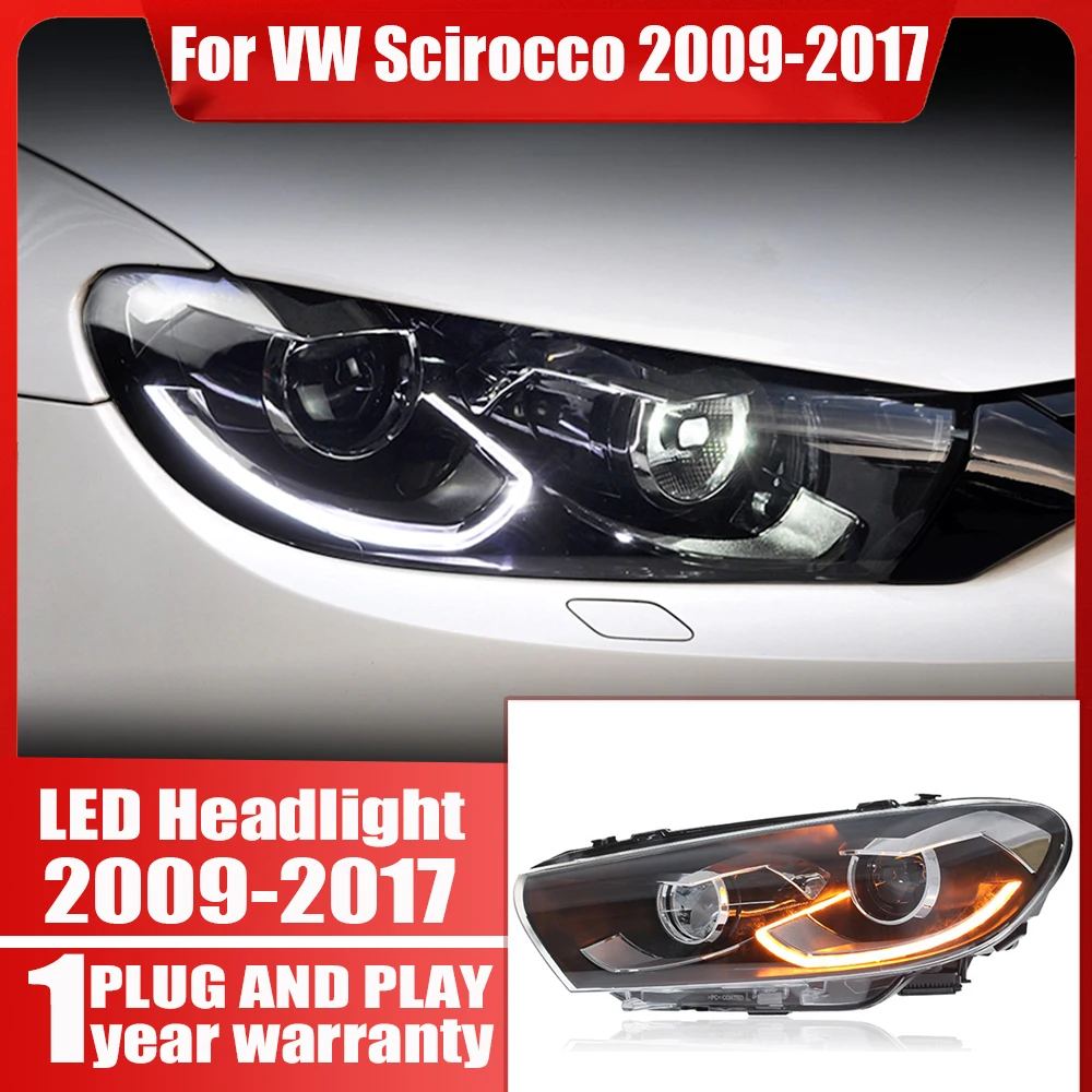 

Передняя фонарь для VW Volkswagen Scirocco 2009-2017, модификация сборки фар, Высококачественная двойная линза, ксеноновая лампа дневного света