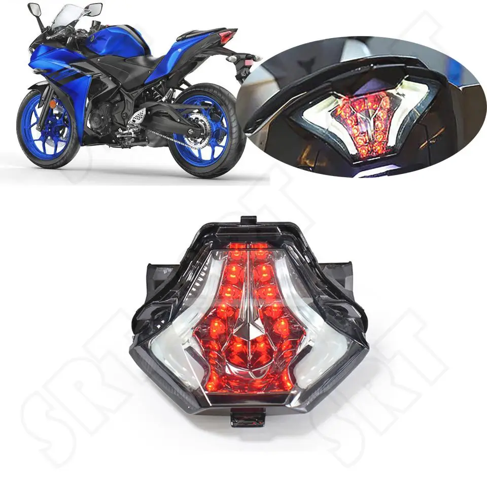 

Fits for Yamaha YZF R3 YZF-R3 ABS MT03 MT-03 2016-2023 Motorcycle LED Taillight Rear Brake Turn Signal Integrated Tail Lights