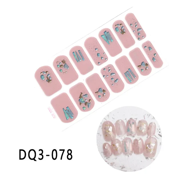 Korean Fashion Colorful 3D Glitter Sequins Nail Art Stickers Manicure DIY Nail Strips Wraps Solid Color DQ3-078