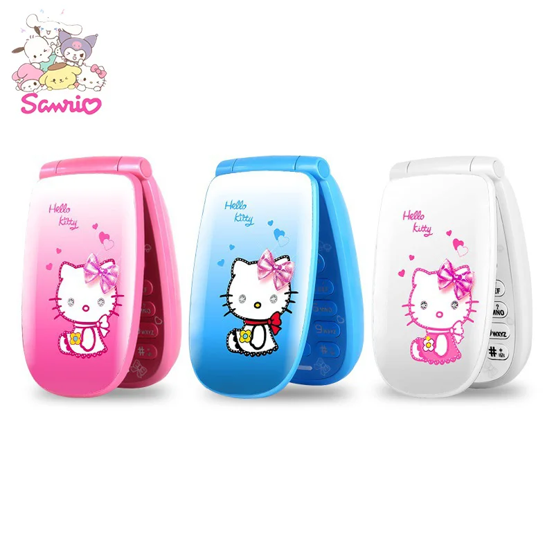 

Sanrio Kawaii Hello Kitty Flip Phone Female Ultra-small Mobile Version Of Personality Mini Cute Pocket Mobile Phone W88 Kid Toy