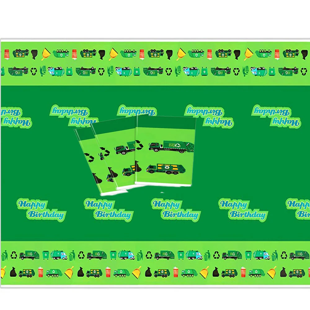 

Garbage Truck Birthday Party Supplies Disposable Tablecloth Garbage Trash Truck Theme Party Baby Shower Decorations