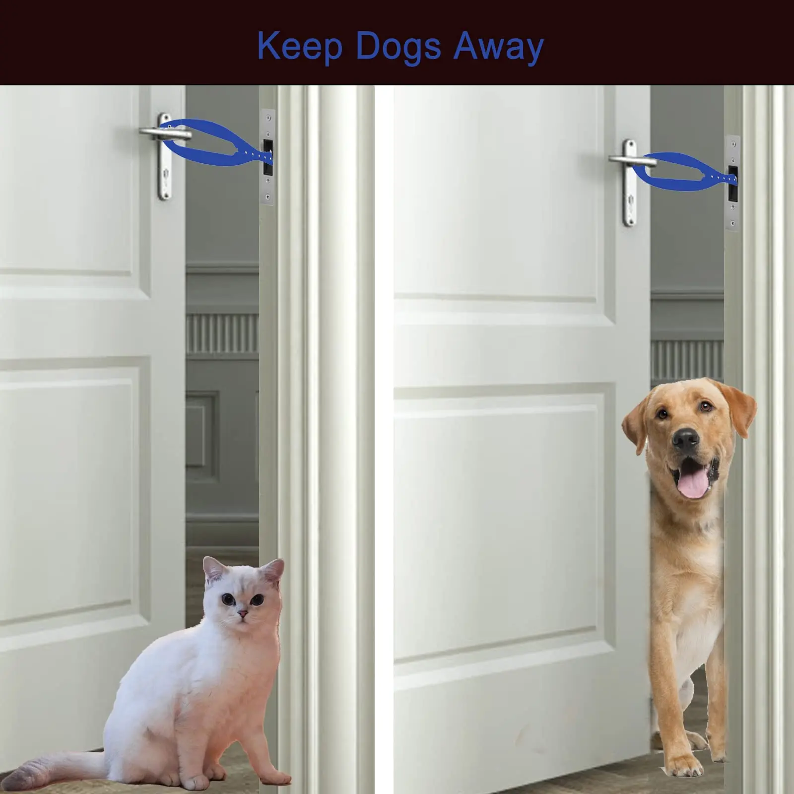 1 Pcs Cat Door Latch Adjustable Pet Door Holder Latch To Keep Dog Out of Litter Boxes and Food Flexible Dog Stopper Strap
