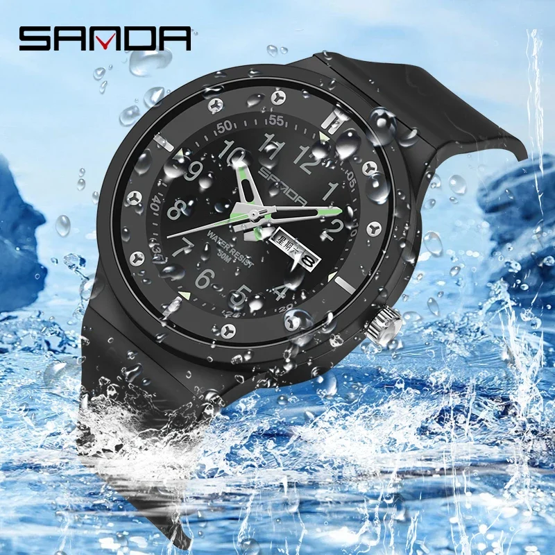 Watches Youth Fluorescent Fashion New 2023 Top Men's Trend Outdoor Waterproof Sanda 9012 Calendar Quartz Watch