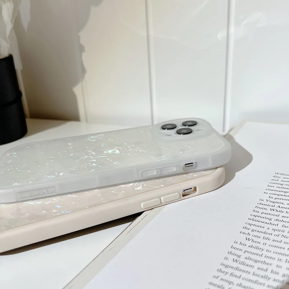 Colorful Ins S​hell Bling Silicon Phone Case For iPhone 11 Pro Max 12 13 14 Mini 7 8 Plus XR XS X SE Anti-fall Back Cover