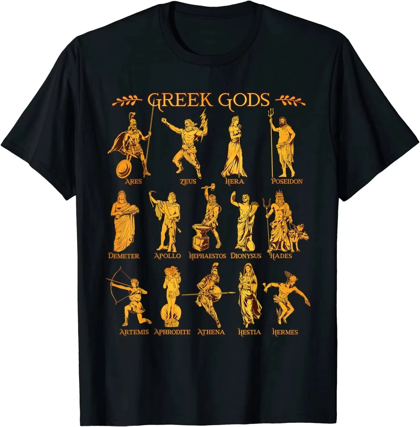T-Shirt mit griechischen Göttern aus der griechischen Mythologie, Rundhalsausschnitt, kurzärmeliges, lässiges Damen-Streetwear-T-Shirt im Harajuku-Stil, Sommer-Streetwear