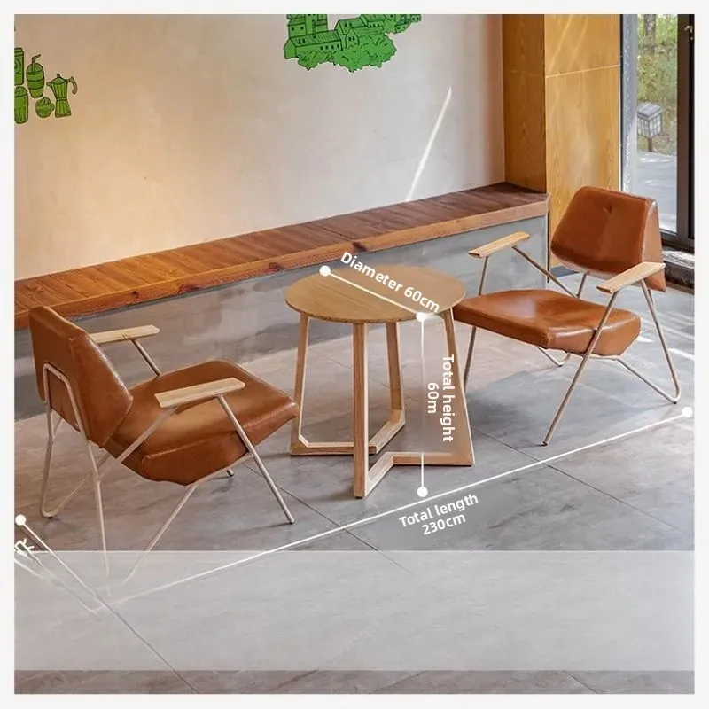 Balcony Bistro Table and Chairs Set Retro Iron Lounge Cafe Bar Sofa Chairs Commercial Coffee Shop Furniture Patio Outdoor Style