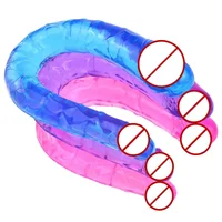 Lieferungen für Erwachsene, Sexspielzeug, doppelseitiger realistischer Dildo, flexible Gelee-Dildos, Penis, Schwanz, Anal, Buttplug, Massagegerät, G-Punkt-Stimulation 4