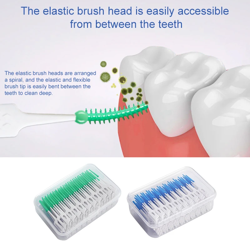 치간 칫솔 실리콘 이쑤시개, 구강 위생, 치아 청소 강모, 치아 사이 청소 칫솔, 200 개