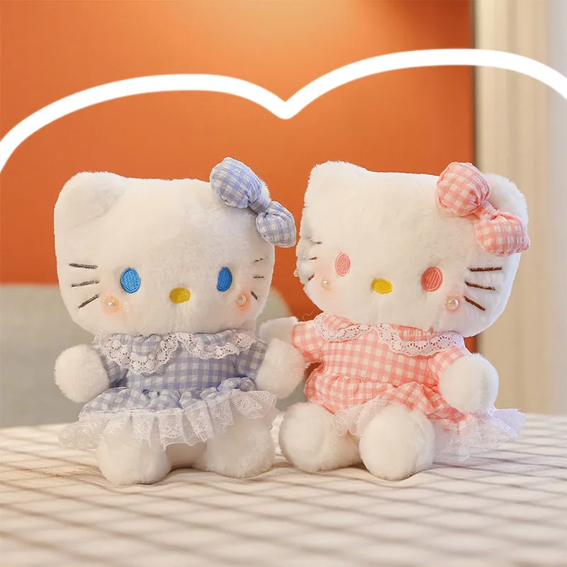 

Hello Kitty Anime Plush Toy Stuffed Plushie Doll Sanrio Cartoon Kawaii Delicate Decoration Small Ornament Girls Gift 25cm