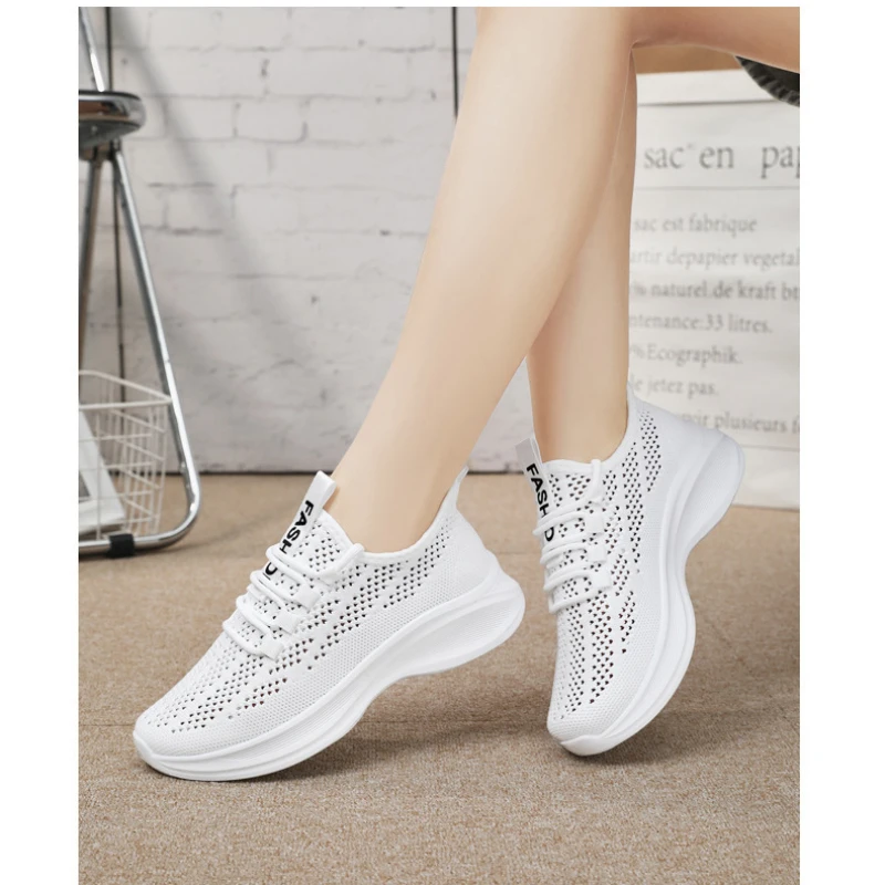 Women's shoes 2024 summer fabric upper breathable casual shoes fashion trend single shoe soft sole sports women's shoes