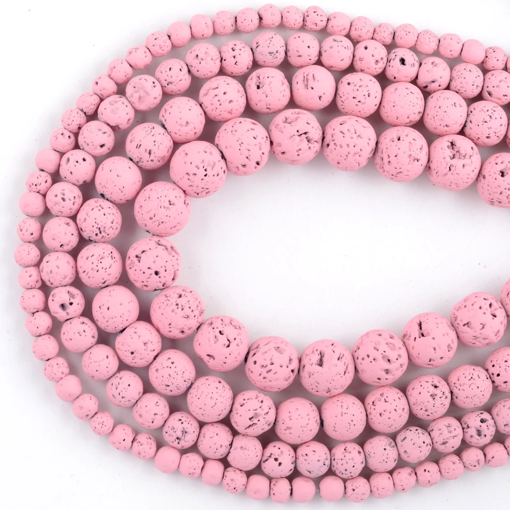 Natursteinperlen Mix Vulkangestein Lava Gummi für Schmuckherstellung Runde lose Perlen Diy Zubehör Armband 4-10mm 15 Zoll – Detail 4