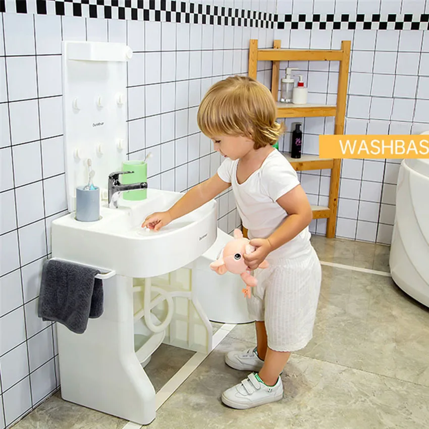 Children’s Plastic Electric Washbasin Children’s Simulation Wash Face Brushing Teeth Baby Training Washbasin Height Adjustable