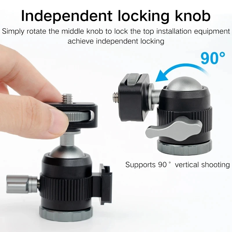 Mini Cold Shoe Ball Head XILETU MC22S for Camera Phone Tripod Extension Pole Selfie Stick Photography Fill Light Monopod Bracket