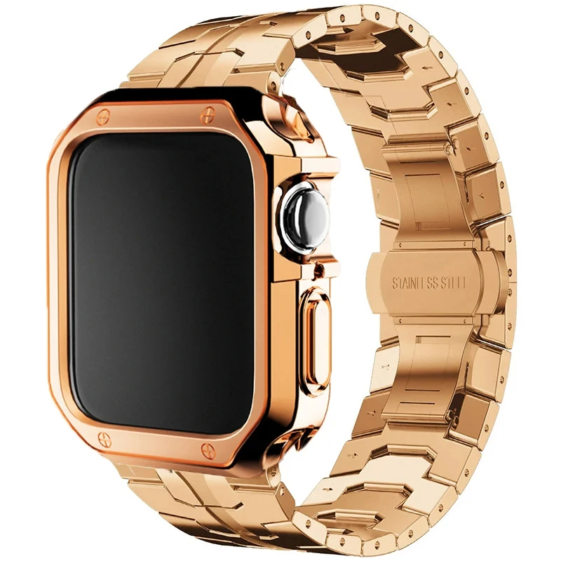 Premium Stainless Steel Watch Band and Protective TPU Cover Set