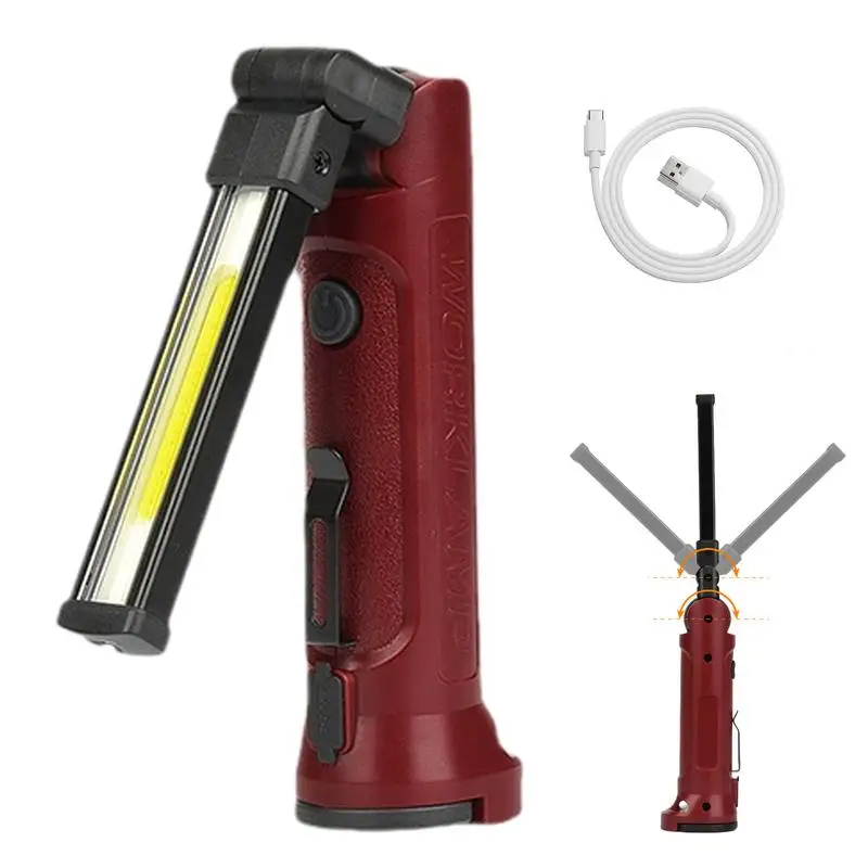 

Type-C Charging Work Light 5 Gears Work Light With Hook Rechargeable Work Light With Magnetic Base For Job Site Lighting Car