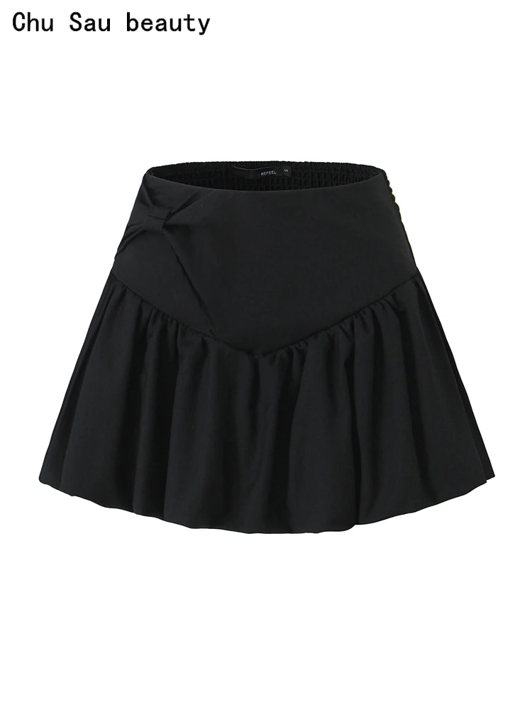 

Chu Sau beauty 2023 Women Summer New Fashion Hot Sweet High Wasit Super Short Skirt Sexy Slim Skort Chic Side Zipper Mini Skirts