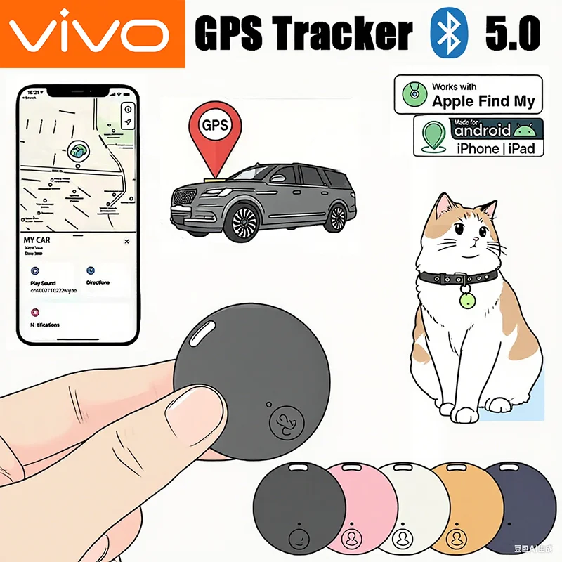 Enhanced Bluetooth 5.0 GPS Tracker for Pets, Kids, Bags, and Wallets - Smart Anti-Lost Locator Device