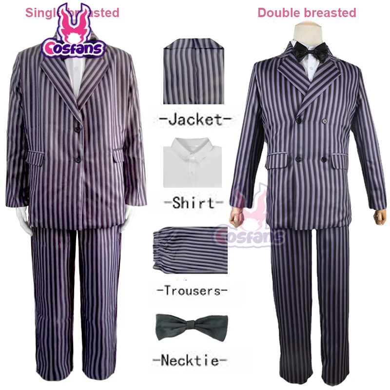 Gomez Addigs Cosplay Anime Morticia Costume Dress Halloween Carnival Outfit Adult Kid Coat Shirt Pant Tie Suit Party Uniform