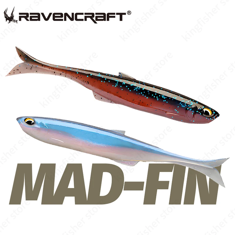 6/7/8pcs Ravencraft MAD FIN fluke fishing Soft Bait Sinking Fishing Lure Fishing Accessories fishing lure
