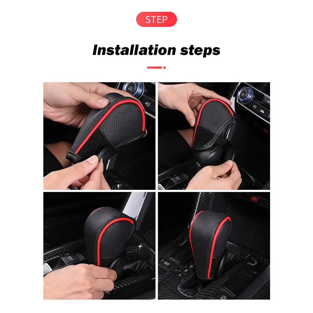 Auto Gear Shift Cover Handbrake Cover Universal PU Leather Automatic Knob Cover Car Shifter Stick Protector Decoration