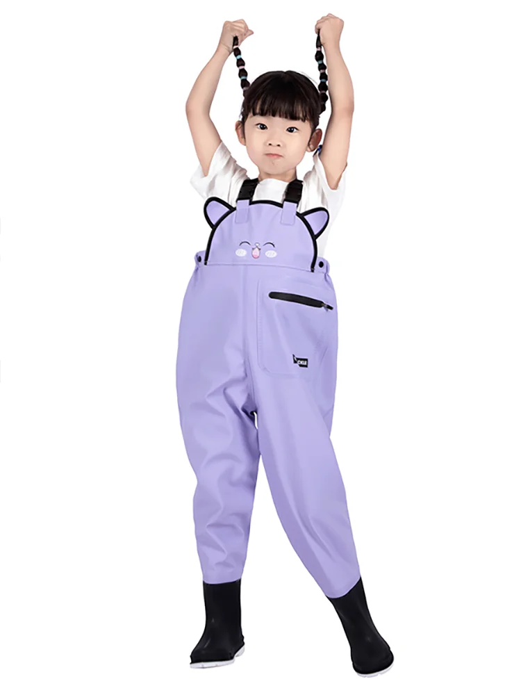 Children's Fishing Waders,River Lake Lure Wading Pants, Travel Sea Clothing,Outdoor Waterproof Overalls, Breathable Comfort,Pink