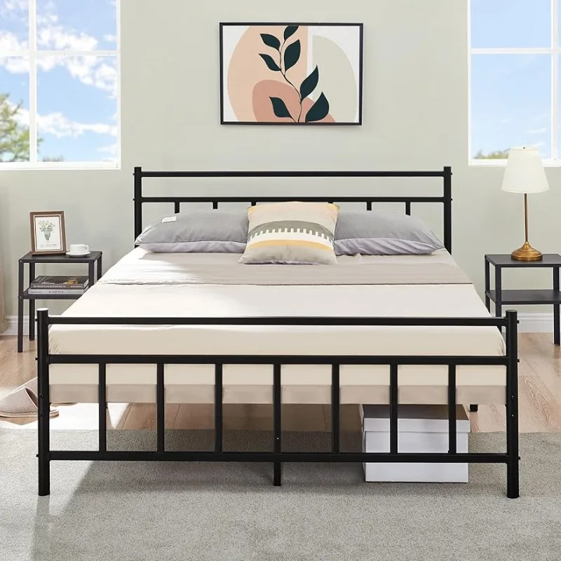 

GreenForest Queen Bed Frame with Headboard Metal Platform Bed Heavy Duty No-Noise Steel Slats Support Mattress Foundation.