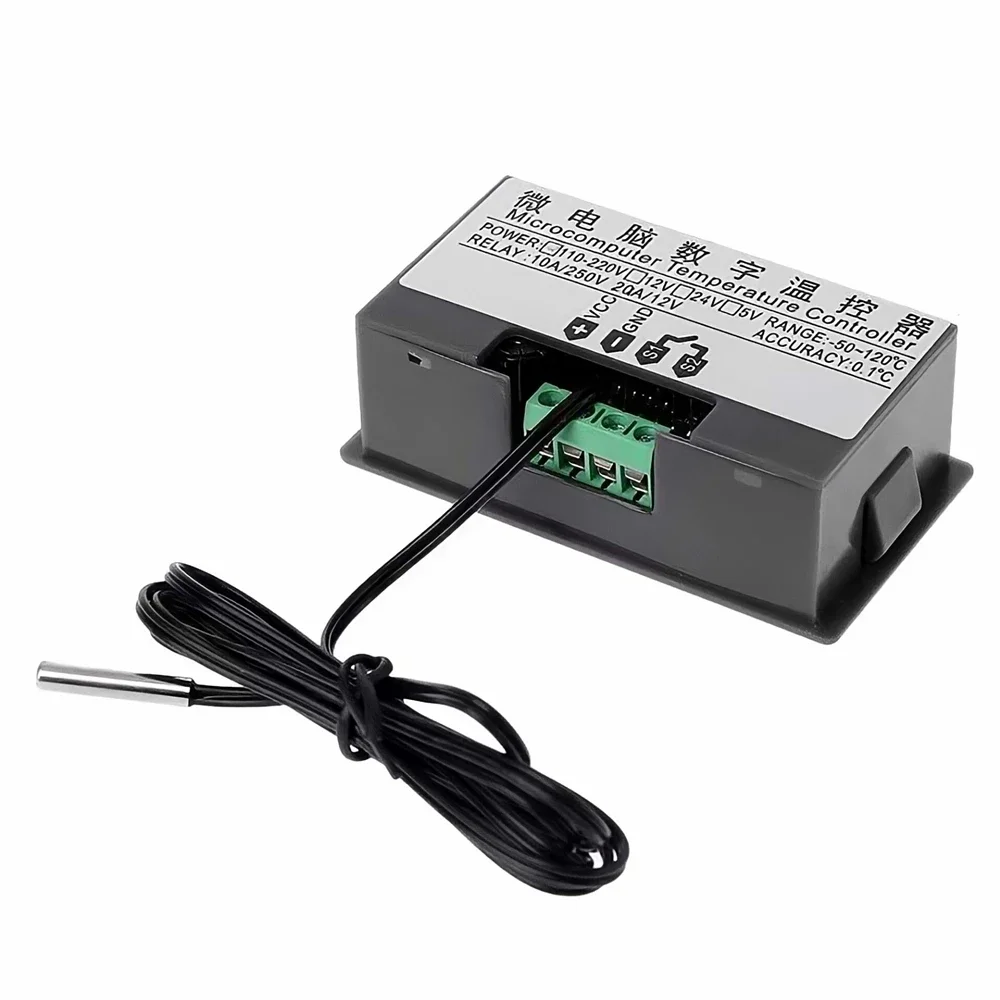 Compact Digital Temperature Control LED Display Thermostat with Heat/Cooling Functionality