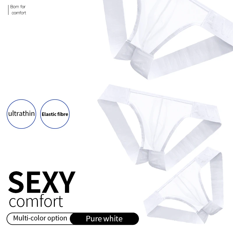 1/2/3PCS New Transparent Man Underwear Thong Nylon Sexy Low Waist Comfortable Fashionable Chinese Style Embossed Belt Underpants_voghion.com