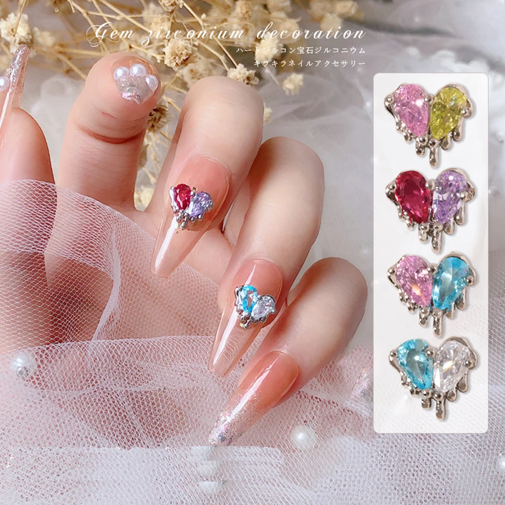 

5pcs Liquid Lava Irregular Droplets Nail Charm 3D Metal Color Matching Crystal Heart Nail Decoration DIY Gothic Nail Accessories
