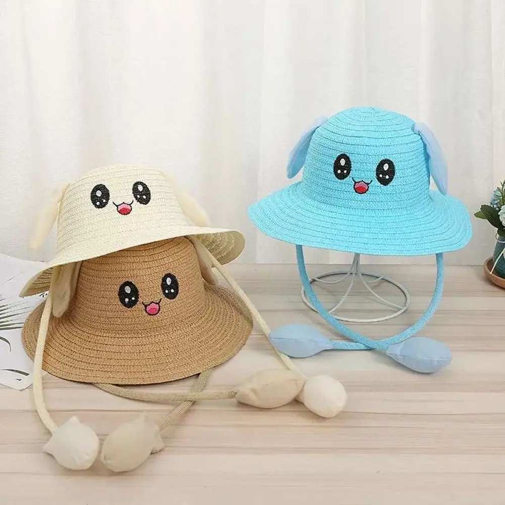 

Wide Brim Fisherman's Hat Sweet Beach Cap Girl Gift Children Straw Hat Korean Style Girl Cap Sun Visor Hat Bucket Cap