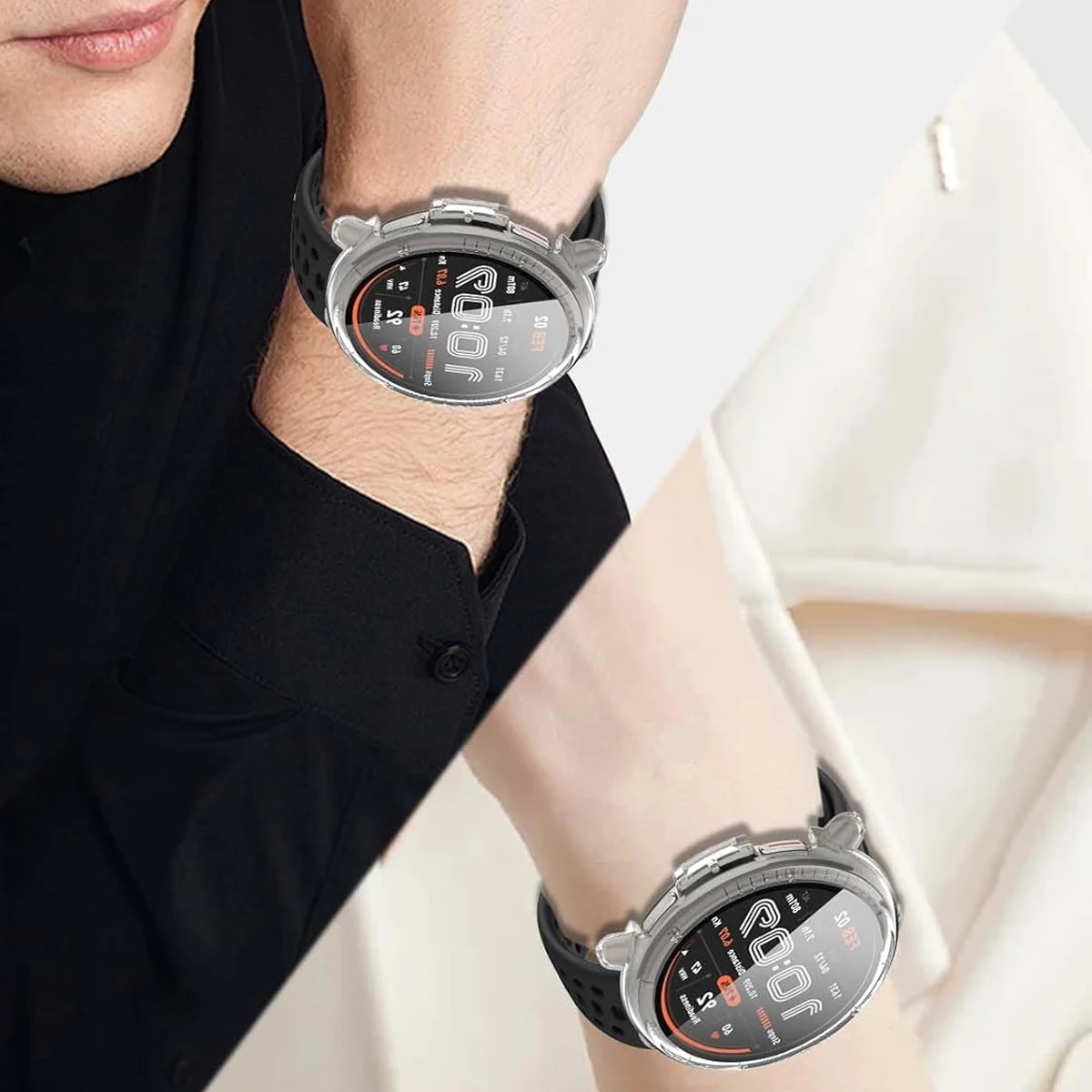 Amazfit Active 2 (A2437) 용 PC 중공 케이스 Huami Amazfit Active2 Shell 용 보호대 Samrt 시계 스트랩 베젤 링 커버 범퍼