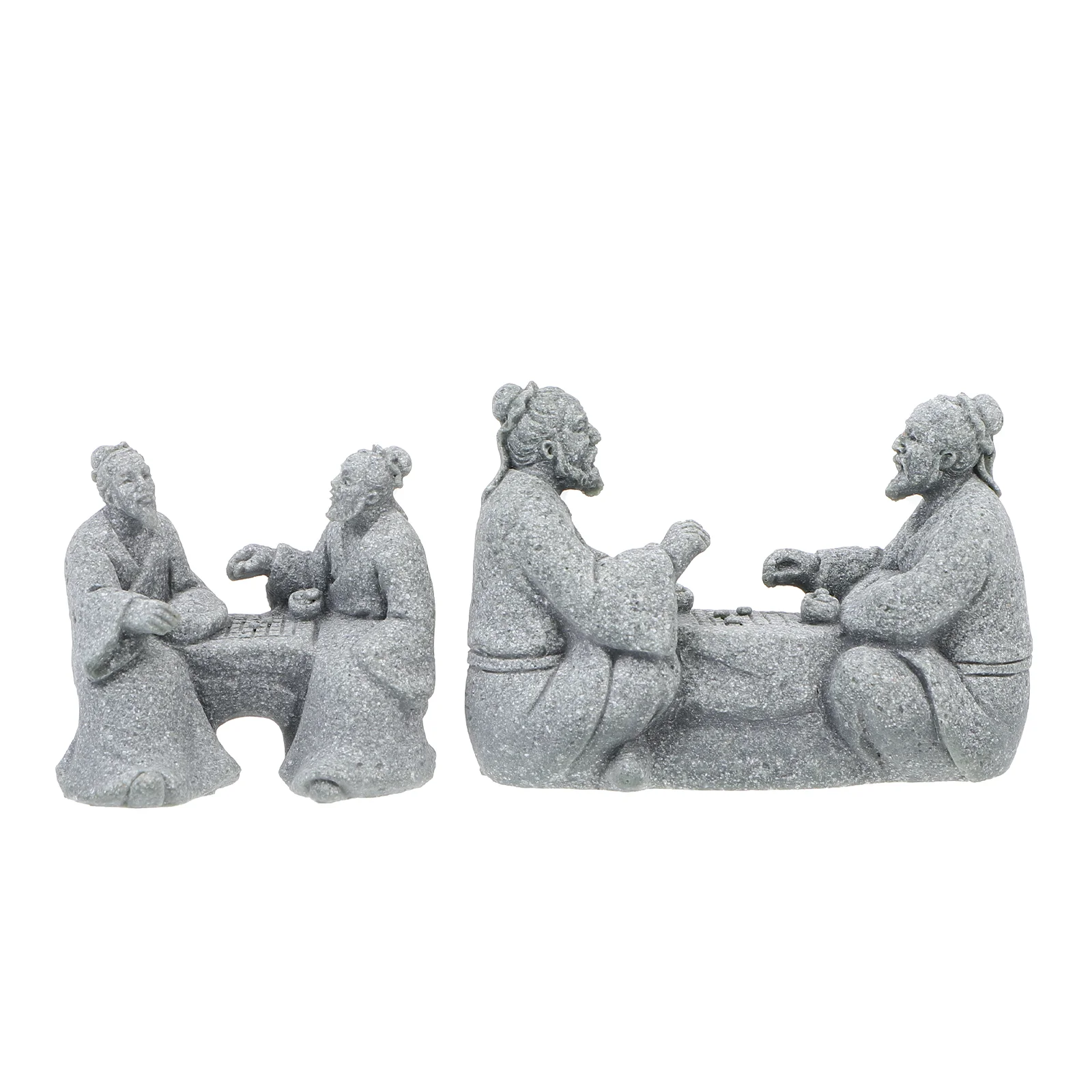 

2 Pcs Home Decor Old Couple Ornaments Mini Craft Landscape Prop Desktop Sculpture Sandstone Decorative Statue Man