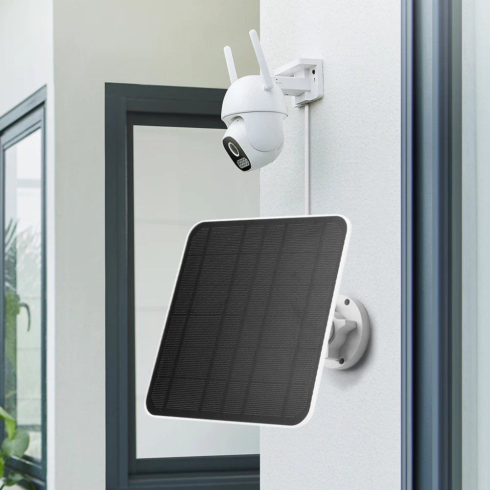 5V 30W Solar Panel Micro USB Port Solar Charging Panel IP65 9.8 Ft Charging Cable 360°Adjustable Mounting for Security Camera