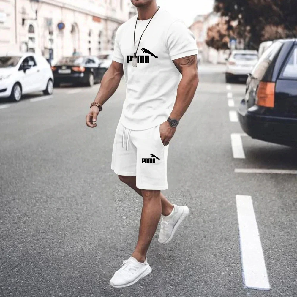 

Men cross-border 3D printed short sleeve t-shirt and shorts set, breathable, new, 2024