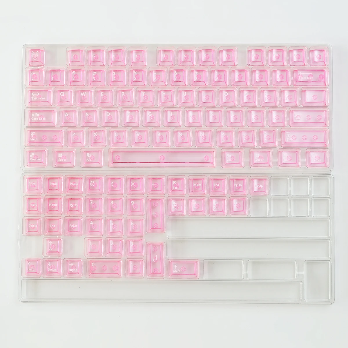 透明キーキャップ　ピンク メカニカルキーボード用の透明なピンクのキーキャップのセット