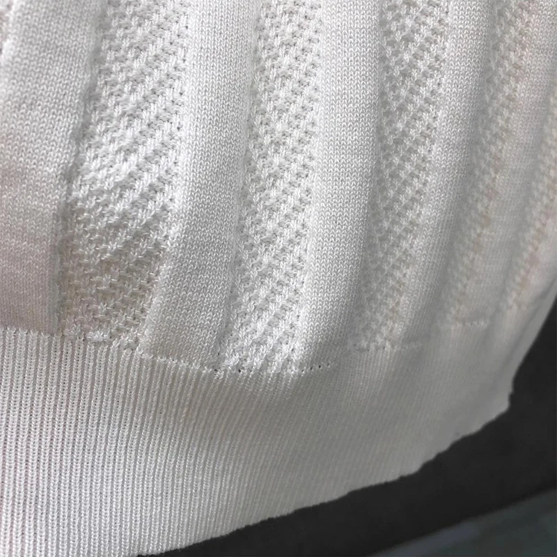 Fashionable Simple Striped Knit Polo Shirt Mens Summer Daily Leisure Breathable Knitted Tops Men Trendy Slim Short Sleeve Polos 17 S3f3fa081741045048eba2579e9d881c3E