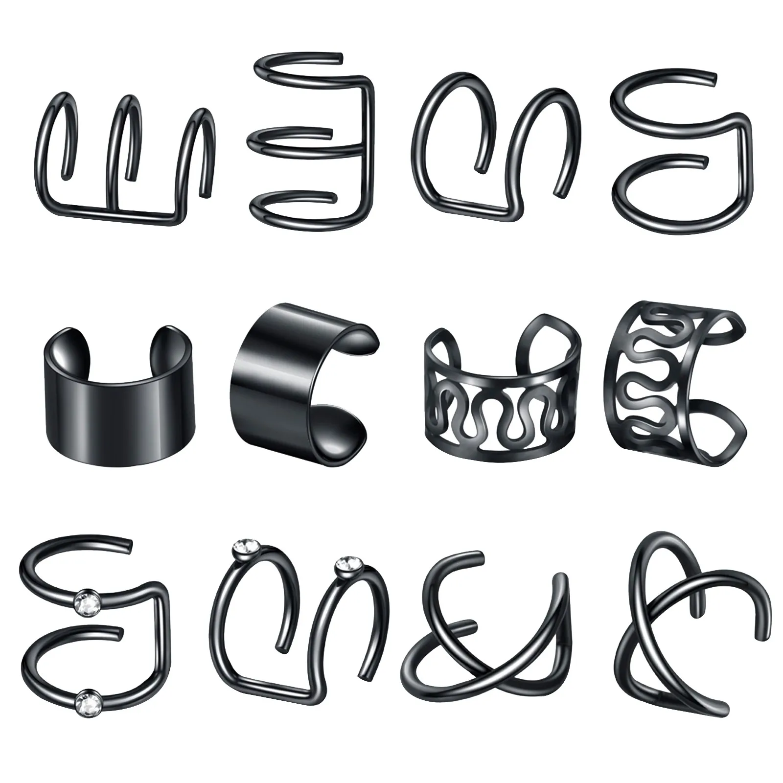 Fashion Punk C Letter Clip Earrings Female Ear Cuff No Piercings Fake Cartilag Ear Clip Fashion Jewelry For Women Aretes