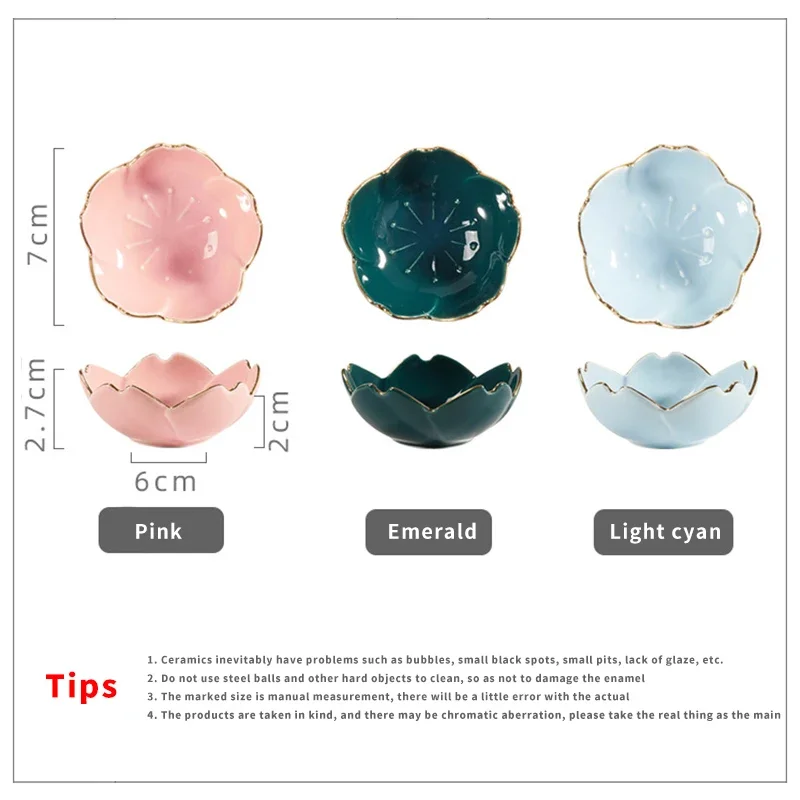 창의적인 일본 사쿠라 세라믹 접시, 벚꽃, 카와이 접시, 소스 접시, 꽃 그릇, 주방 소스, 식초 접시