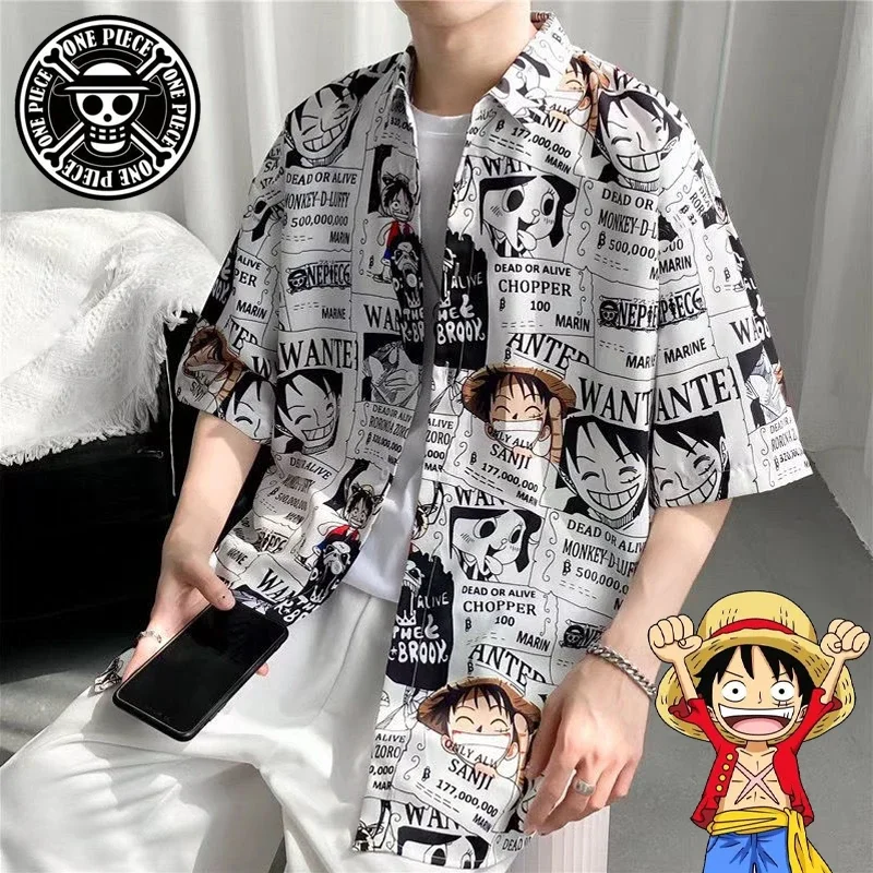 【MOODMOON】Sweet Button Yoru Cotton Long Sleeve One Piece ONE PIECE Luffy Leisure Anime Shirts Button Lapel Cardigan