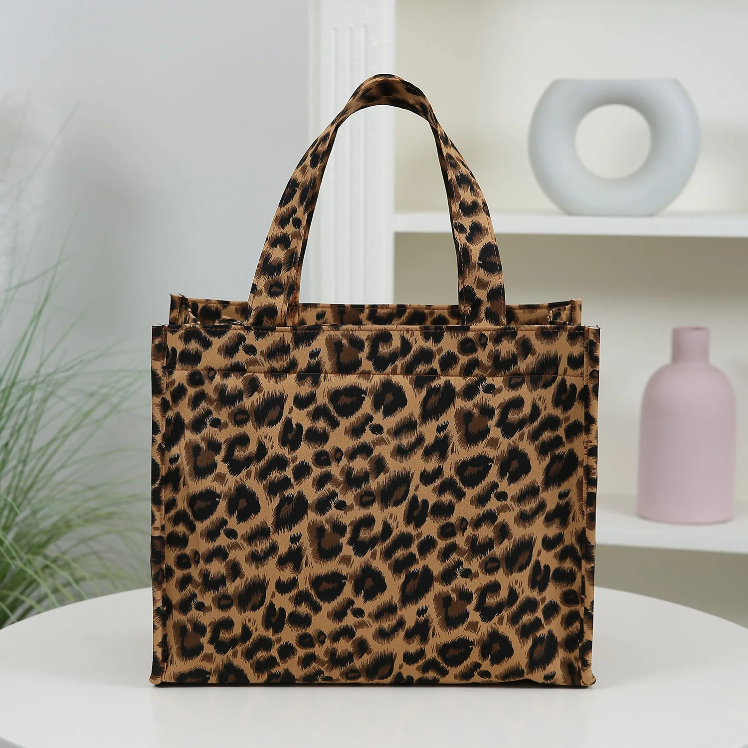 Große Lunch-Tasche, Aluminiumfolienfutter, Leopardenmuster, Lunchbox-Aufbewahrungstasche, Handtasche, geeignet für Arbeit, Schule – Detail 6