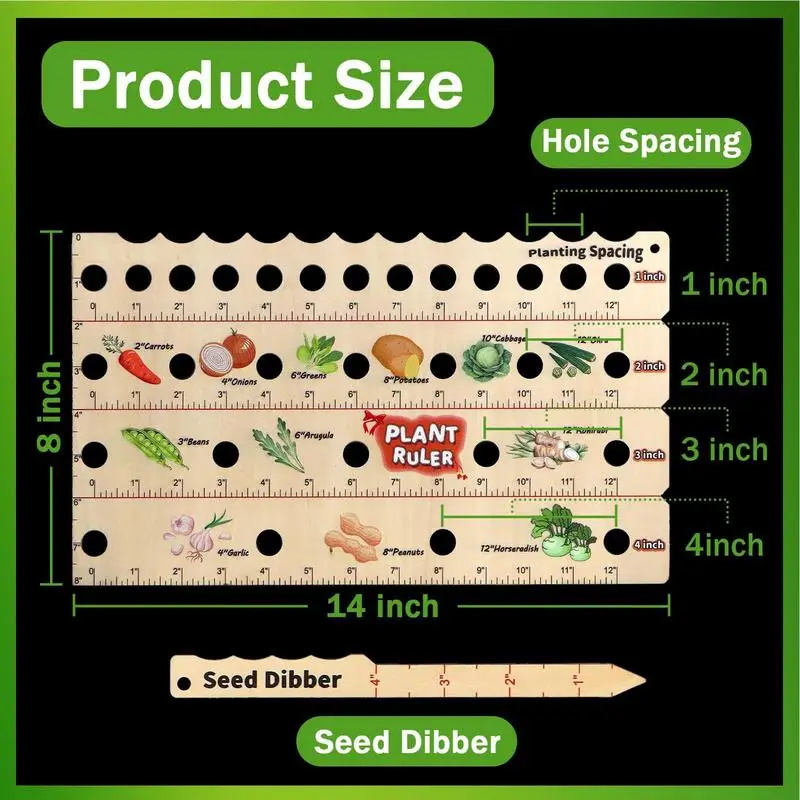 Wooden Plant Ruler Seed Dibber Seed Spacing Ruler Gardening Tools