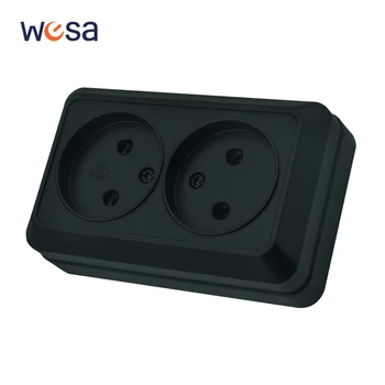 พื้นผิวผนังปลั๊กไฟสีดําปลั๊กไฟมาตรฐาน EU สีพลาสติกไม่สารหน่วงไฟพื้นผิวคลาสสิก 250V 1