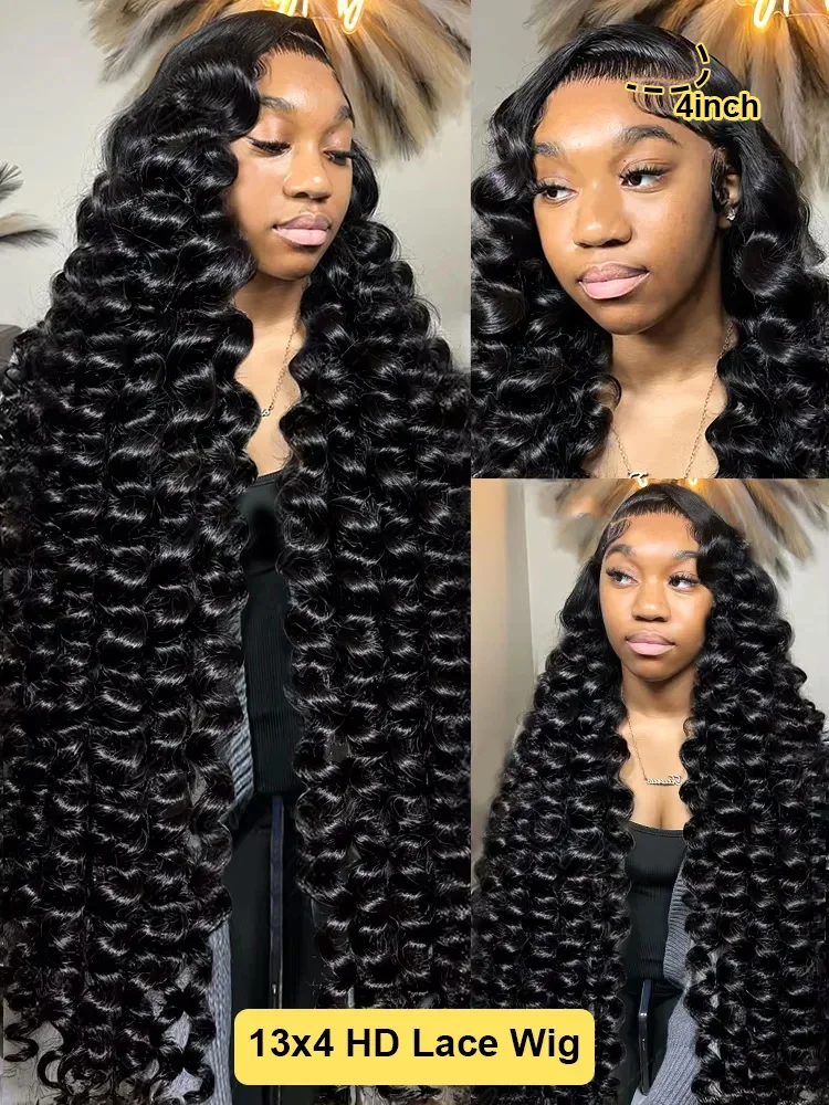 Density curly Loose Wave 13x6 HD Lace Front Human Hair Wig 30 40 Inch Loose Deep Wave 13x4 HD Lace Frontal Curly Wigs For Women
