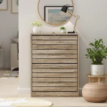 Shoe Storage Cabinet with 2 Flip Drawers for Entryway, Modern, Freestanding Rack Organizer (22.4”W x 9.4”D x 29.5”H) 2