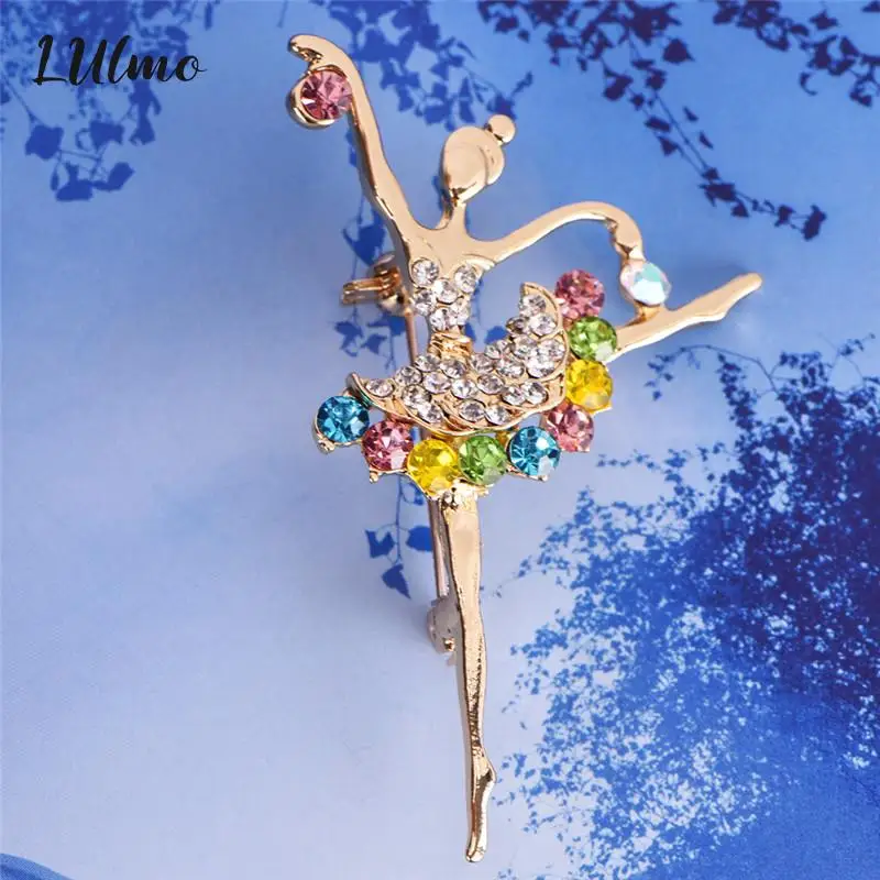 Fashion Ballerina Ballet Dancing Girl Full Colorful Strass Cute Angle Spille Spille Gioielli Da Donna