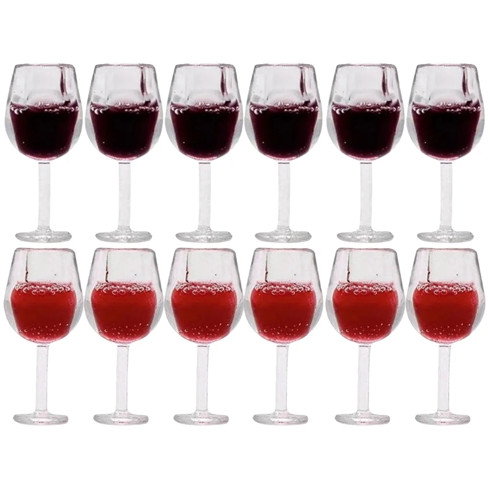 

12/24pcs Dollhouse Miniature Resin Bottles Mini Red Wine Bottles Glasses Cups Model Kitchen Furniture Doll House Accessories