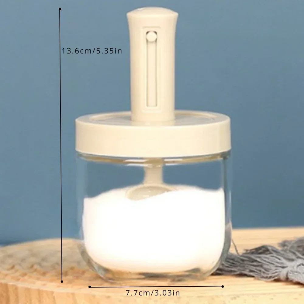 1PC Glass Spice Jar Sugar Bowl Airtight Lid Salt Storage Container Telescopic Salt and Pepper Shakers Seasoning Organizer