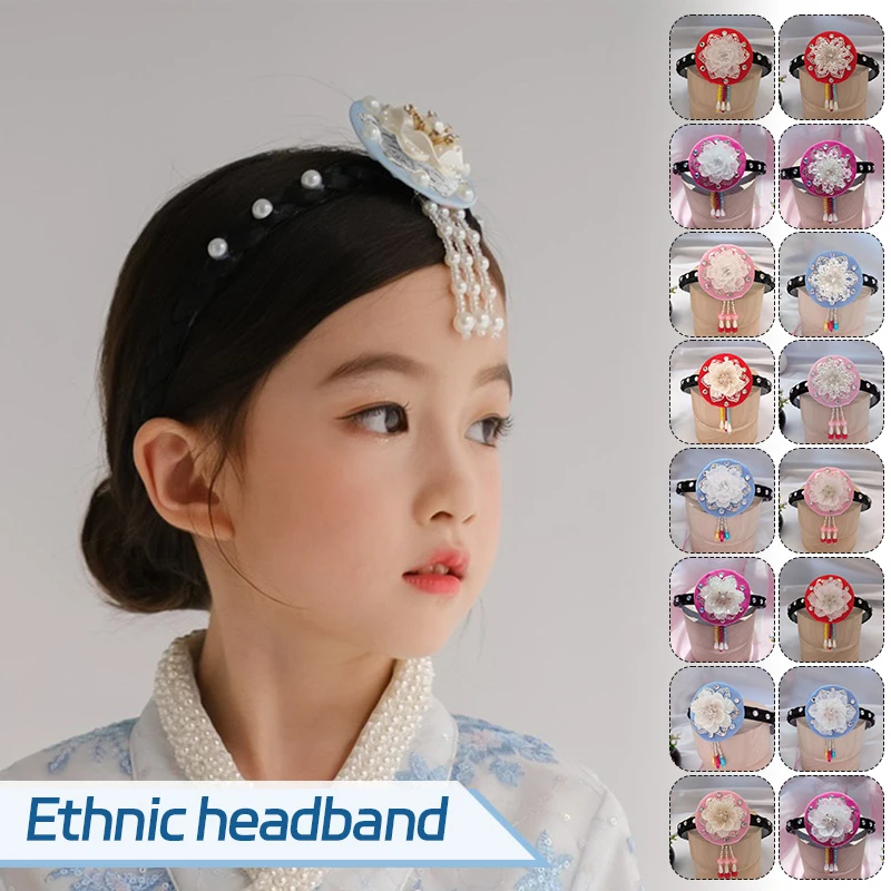 Traditional Korean Ethnic Headwear Hairband Kids Girls Hanbok Hair Hoop Performance Headwear Ornaments Accessories