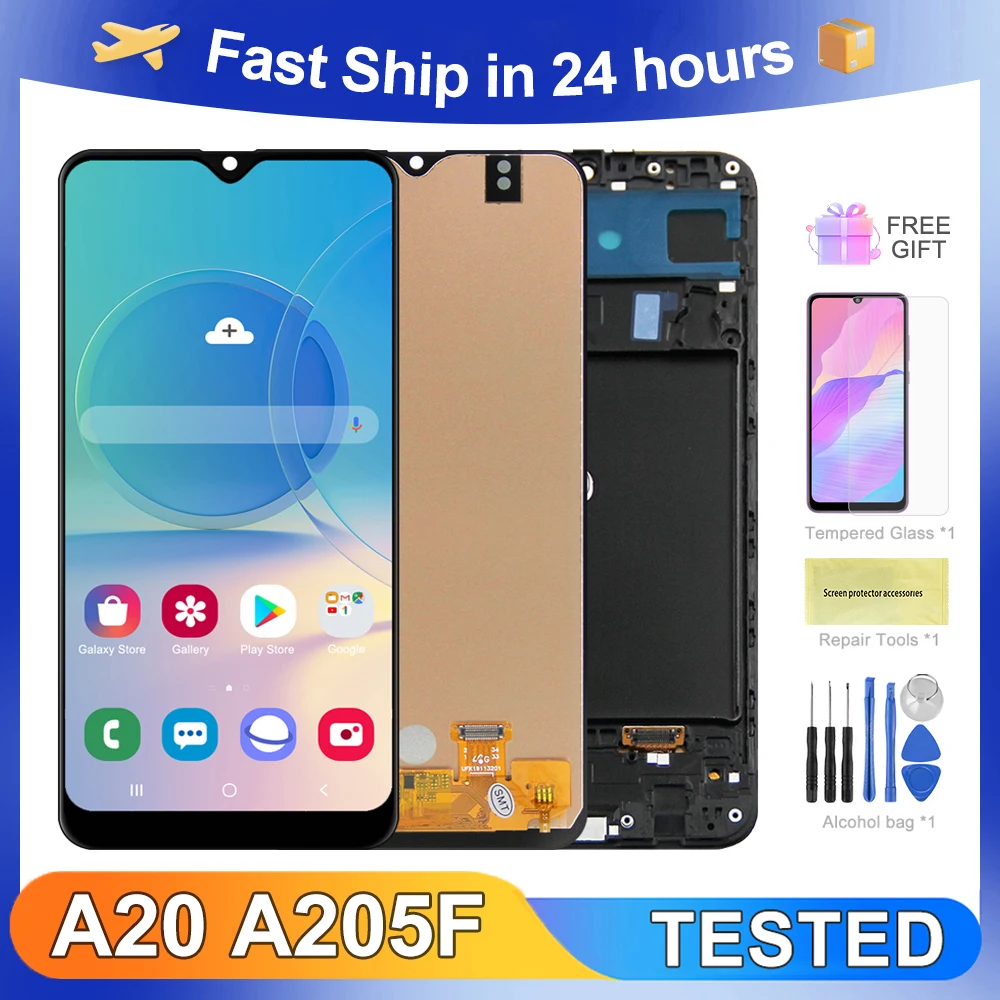 ЖК-дисплей 6,4 'для Samsung A205F A205G A205W A205U A205S, дисплей с сенсорным экраном и дигитайзером в сборе, замена