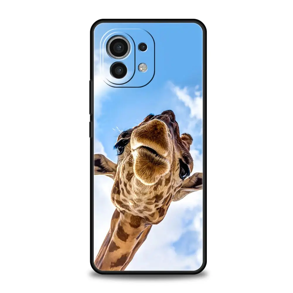 Giraffe Design Silicone Black Phone Case